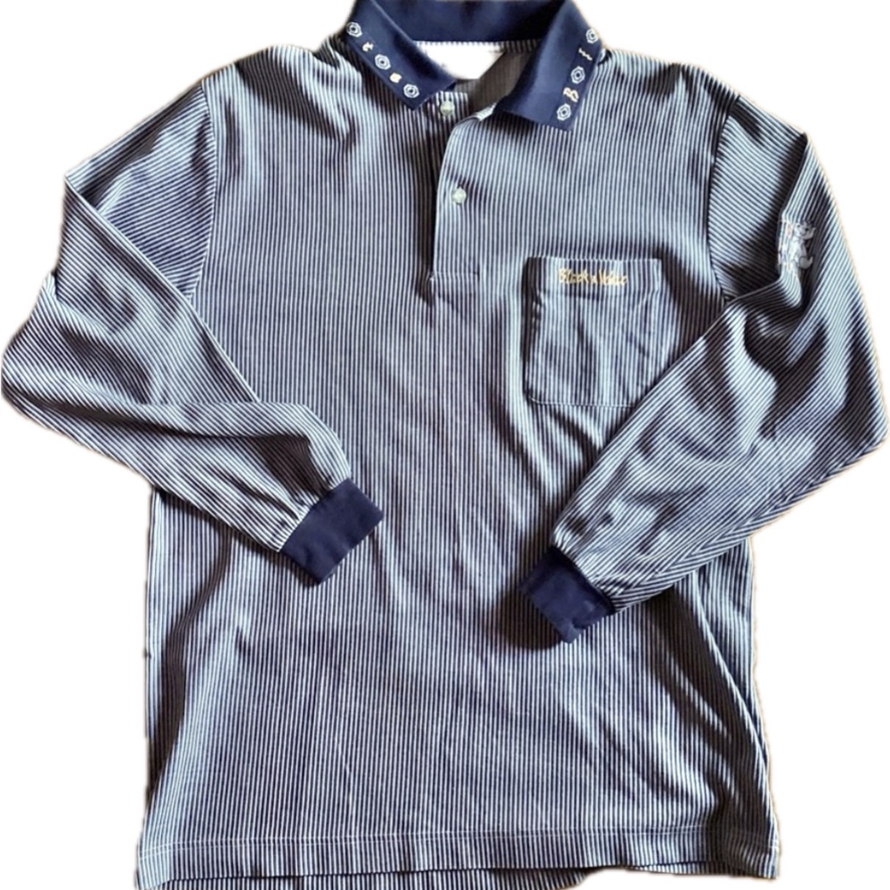 Rare Japanese Black &White Sportswear L/Slv Polo